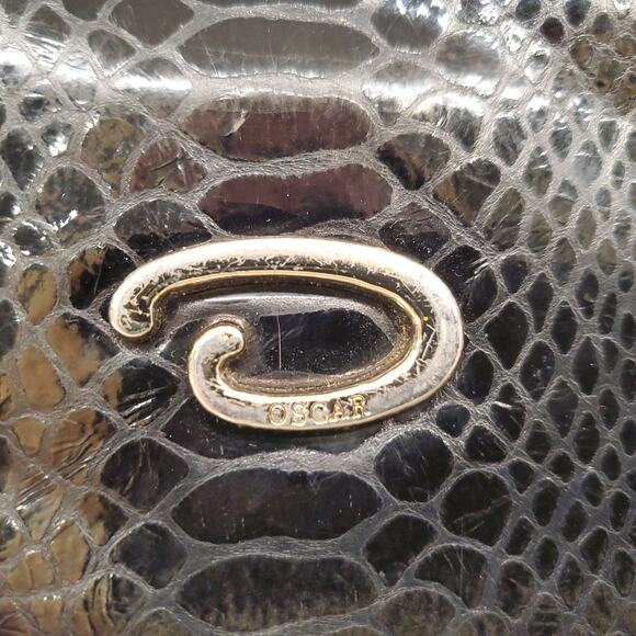 Vintage Oscar De La Renta Leather Wallet Black Snakeskin Pattern Wallet - Picture 4 of 16